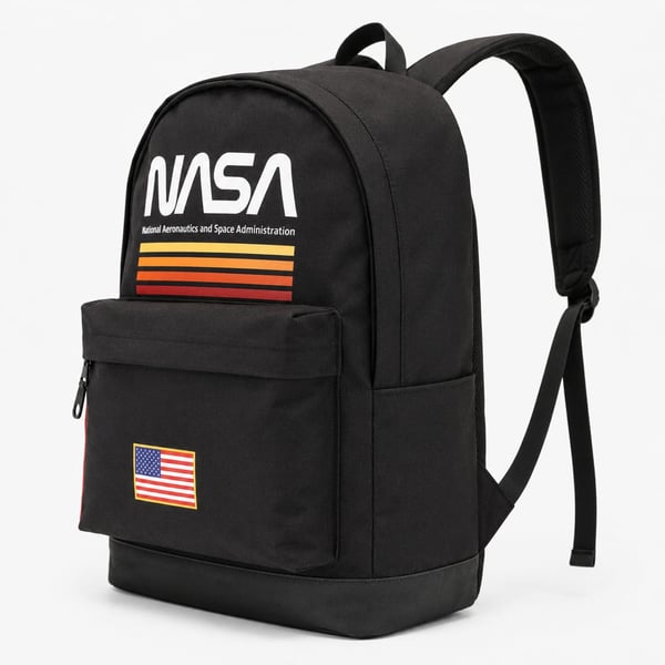 NASA Unisex skolerygsæk med flere rum, sort, 30x43x18cm