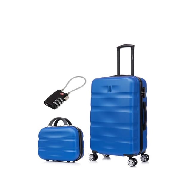 Mellanstor Resväska 20kg 65cm med Necessär | Resväska CELIMS AeroWave | ABS | Lås | Blå