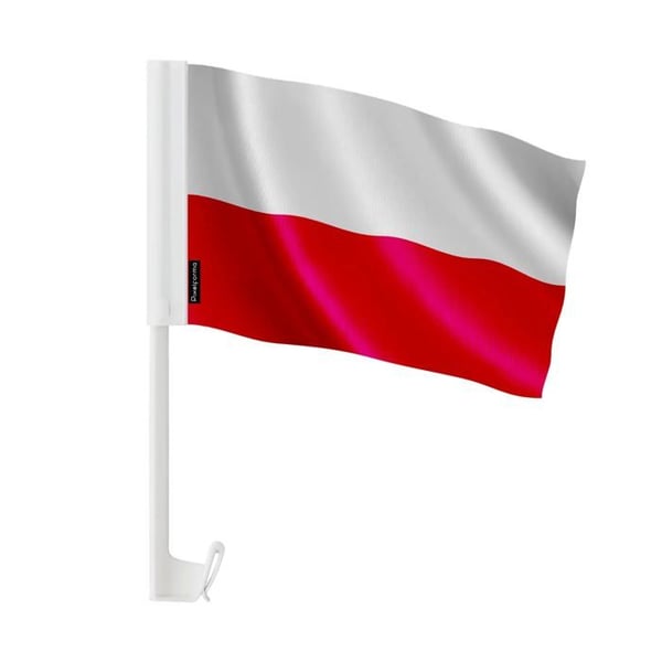 Flagga Bil Polen – 14 x 21 cm – Polyester tyg – Fäste för fönster – 10 stycken – Pixelforma