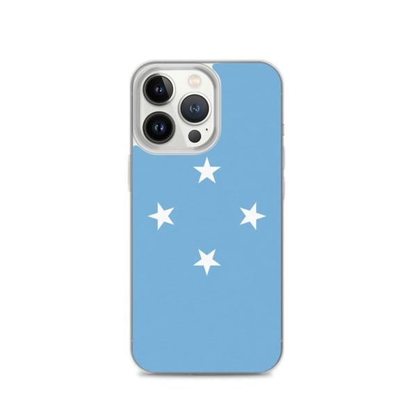 Mobilskal – Mikronesiens flagga – Kompatibel med iPhone 13 Pro – Mjuk fodral – Slitstark och stöttålig - Silikon - Pixelforma