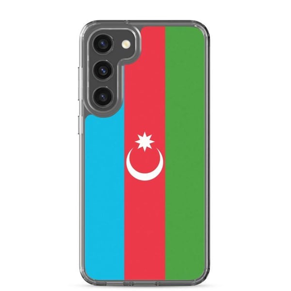 Mobilskal – Azerbaijan flagga – Kompatibel med Samsung Galaxy S23 Ultra – Mjukt fodral – Slitstark och stötresistent – Pixelforma
