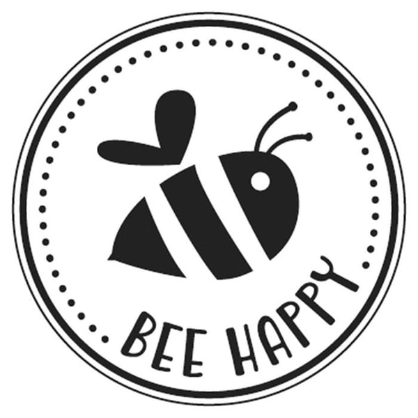 Stämpel ”Bee happy”, 3cm ø