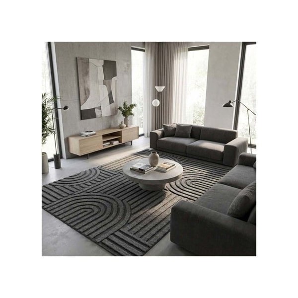 Matta - MELIS HOME - Modern - HD digitaltryck - mörkgrå - 80x150 cm