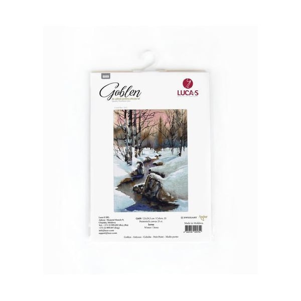 Broderikit halvstygn Luca-S G609 "Vinter" på duk 25ct 22×29,5 cm – 35 färger Anchor