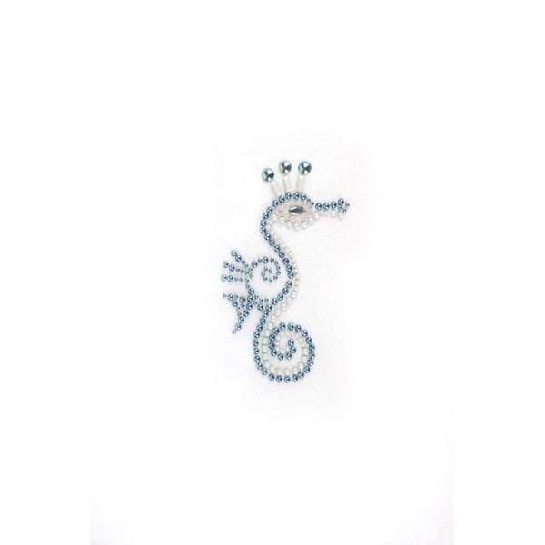 Ki-Sign - Värmeöverföringstryck med naglar och strass Sjöhäst blå 10,5x6cm