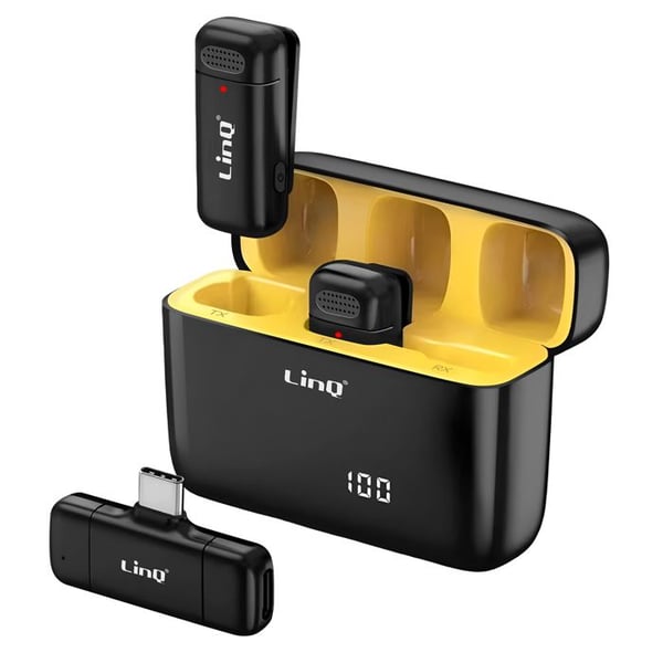 Trådlös mikrofon - LINQ - USB-C - Svart - Bullerreducering - Autonomi 6H