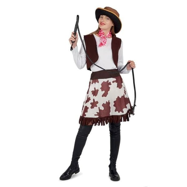 Cowgirl-kostym för kvinnor - PTIT CLOWN - Cowboy-kostym för kvinnor - (hatt, bandana, topp, väst, kjol)