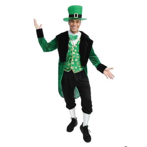 Kostym - LITEN CLOWN - Vuxen Leprechaun - Grön - Polyester - Set med 5 delar