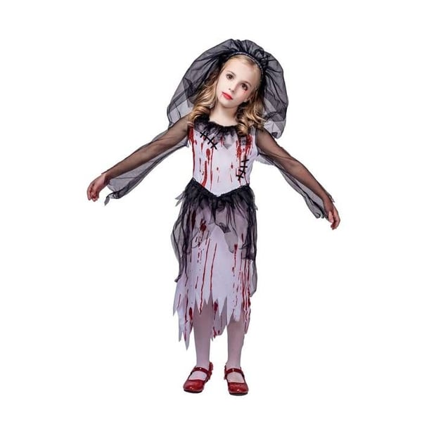 Barnkostym - LILLA CLOWN - Blodig brudflicka - Vit - 7-9 år - Polyester