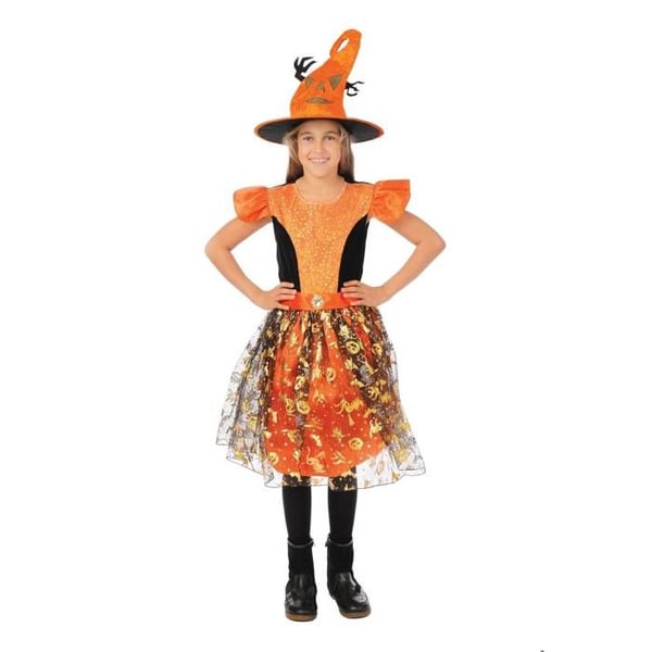 Barnkostym - LITEN CLOWN - Pumpa Häxa Flicka - Orange - 3-4 år - Polyester