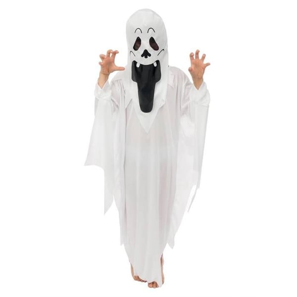 Kostym Barn - LITEN CLOWN - Vit Spöke Kille - 7-9 år - Vit - Lätt polyester