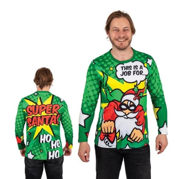 Jul T-shirt - PTIT CLOWN - Super Tomten - 100% bomull - Grön - Kort ärm