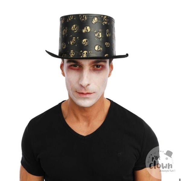 Hatt - LITEN CLOWN - 23610 - Svart & guld (skallar) - Tillbehör Karneval/Halloween - Vuxen kvinna