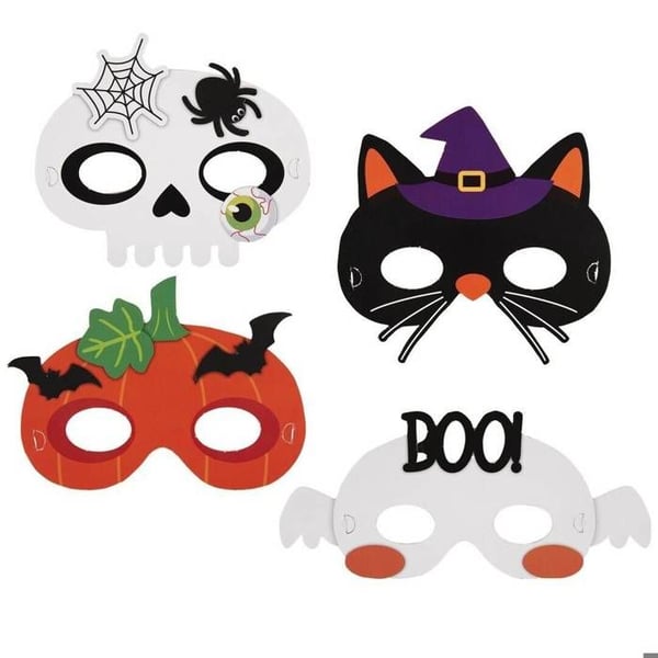 Mask - LITEN CLOWN - Halloween-varg - Svart - 4-pack - Barn