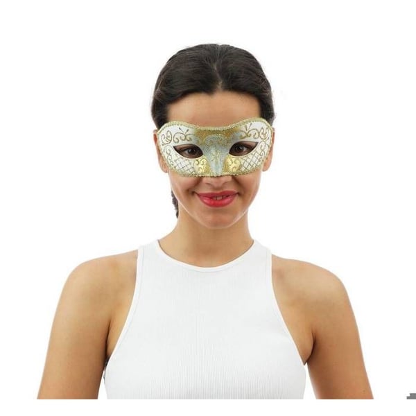 Venedigsmask - LITEN CLOWN - Vargmask Ansiktsmask Venedig - vit - guld - modell varg