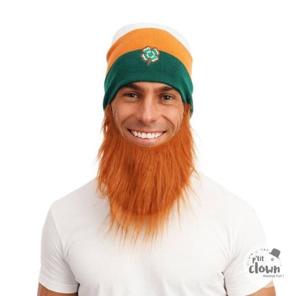 Bonnet St Patrick - LITEN CLOWN - LITEN CLOWN - Orange - med skägg - Vuxen
