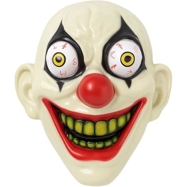 Mask clown med utstående ögon skrämmande 25 cm för vuxen Halloweenkostym