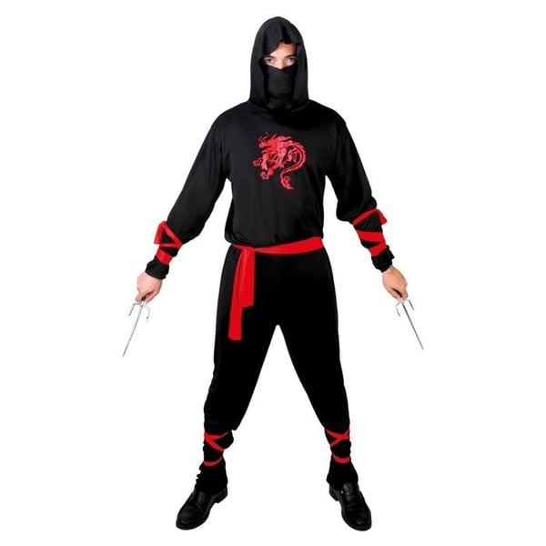 Ninja kostym - PTIT CLOWN - PTIT CLOWN 23317 - svart och röd - L/XL - Karneval/Halloween/Cosplay