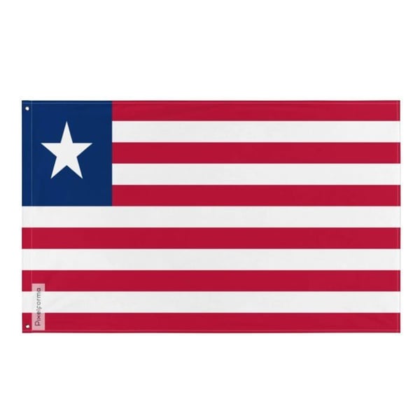 Liberias flagga – 120 x 180 cm – Hållbar polyester – 2 metallöljett – Inomhus / Utomhus – Pixelforma