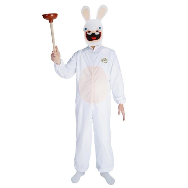 Vuxendräkt - LILLA CLOWN - Galna Kaniner - Vit - Zip-up dräkt - Officiell licens