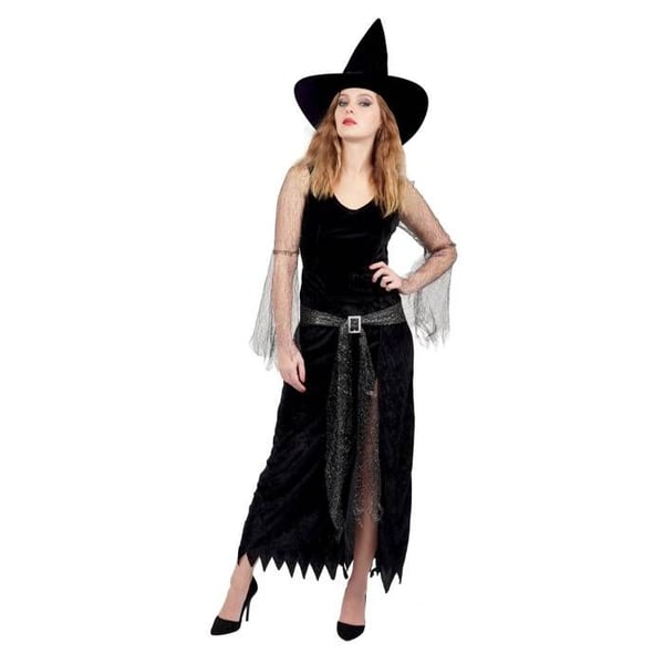 Kvinnlig kostym - Mörk häxa - Svart - Klänning, slöja och hatt - Polyester