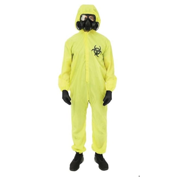 Halloweenkostym - LITEN CLOWN - Biologisk fara - Gul - Storlek L/XL - Hela kostymen