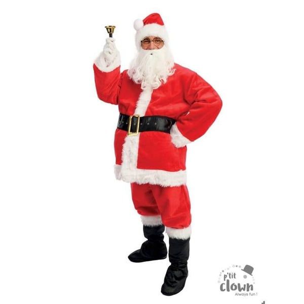 Kostym / utklädnad som jultomte - PTIT CLOWN - Jultomte i päls - Storlek L/XL - 8 delar - Röd och vit päls