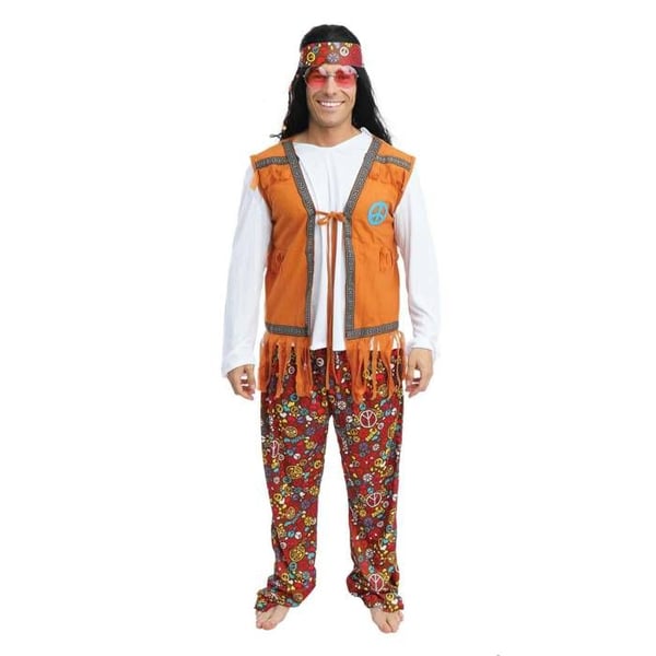 Kostym man - LITEN CLOWN - Hippie - Storlek S/M - Flerfärgad - Hela kostymen