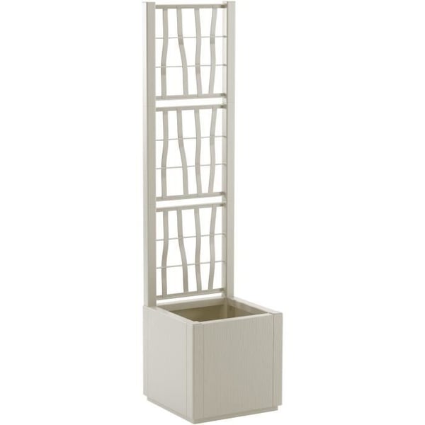 STEFANPLAST Blomsterkasse ETHICA - Kridt - Kvadrat med gitter - 38 L - 36x36xh 140 cm