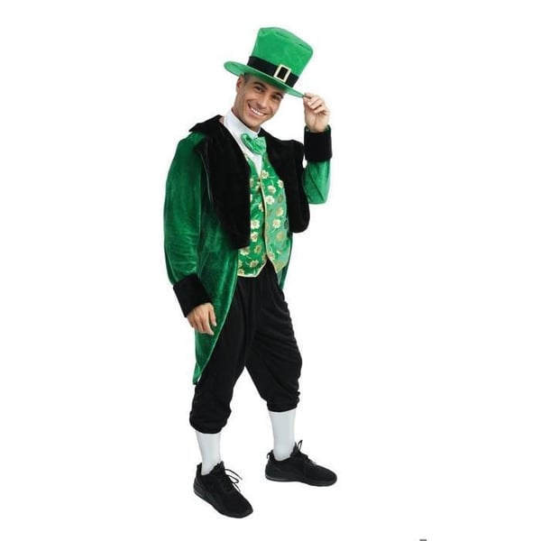 Kostym - LITEN CLOWN - Leprechaun Vuxen St Patrick - Grön - Polyester - Komplett set