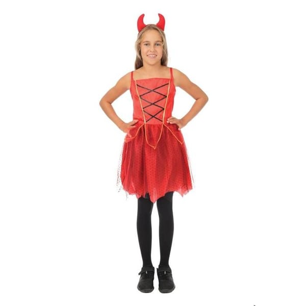 Barnkostym - LITEN CLOWN - Utklädnad Diabolisk Flicka - Röd - Bekväm - Polyester