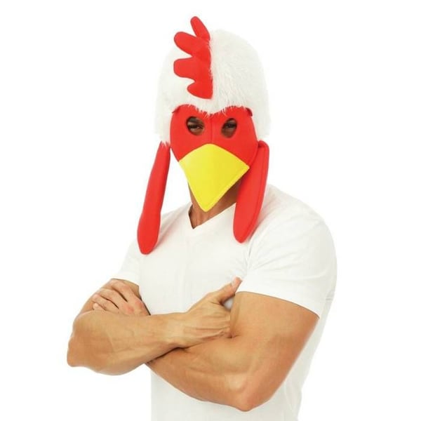 Heltäckande hätta höna - PTIT CLOWN - 23773 - Plysch och tyg - One size - Vit/röd/gul