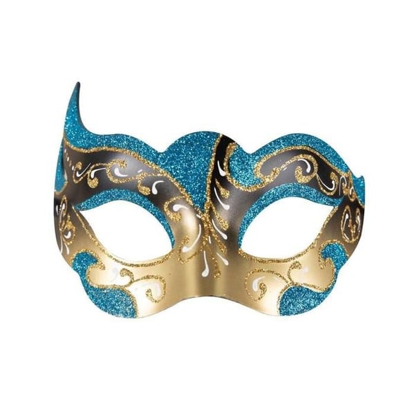 Mask - LITEN CLOWN - Venedigshuvud - Blå - Guld - One size