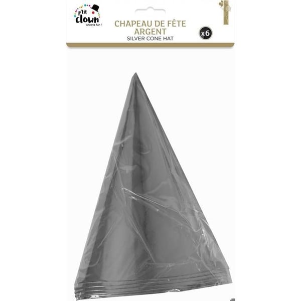 Spetsig pappershatt - LILLA CLOWN - 21800 - Förpackning med 6 - Silver - Festtillbehör