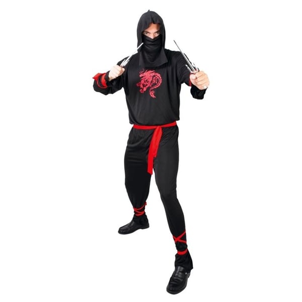 Ninja kostym - PTIT CLOWN - 23316 - Svart och röd - Storlek S/M - Man