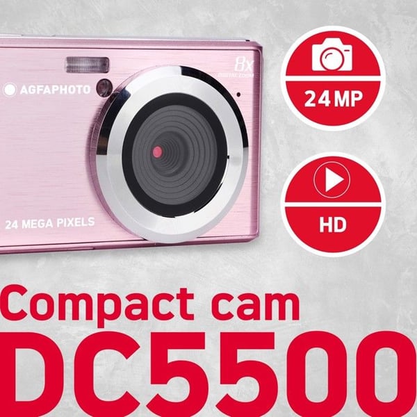 Digitalkamera - AGFA PHOTO - DC5500 - 24 Megapixlar - 8x Digital Zoom - Rosa