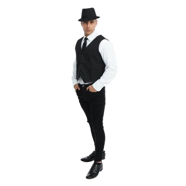 Gangsterväst - PTIT CLOWN - Svart med vita ränder - Herr - Vertikala ränder - Storlekar S/M L/XL