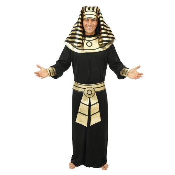 Faraokostym Vuxen - PTIT CLOWN - Tutankhamon Man - Svart - Guld/svart lamé tyg - Tunika, krage, bälte, huvudbonad