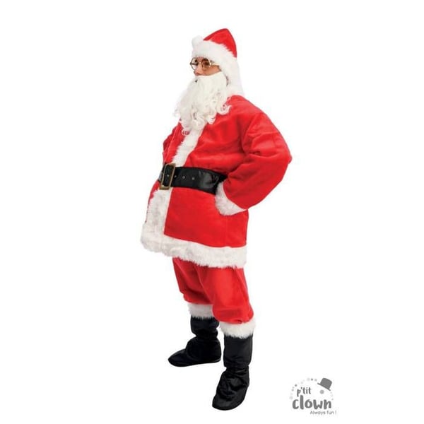 Kostym - LITEN CLOWN - Jultomte i päls - Storlek S/M - Röd och vit - Tjock päls