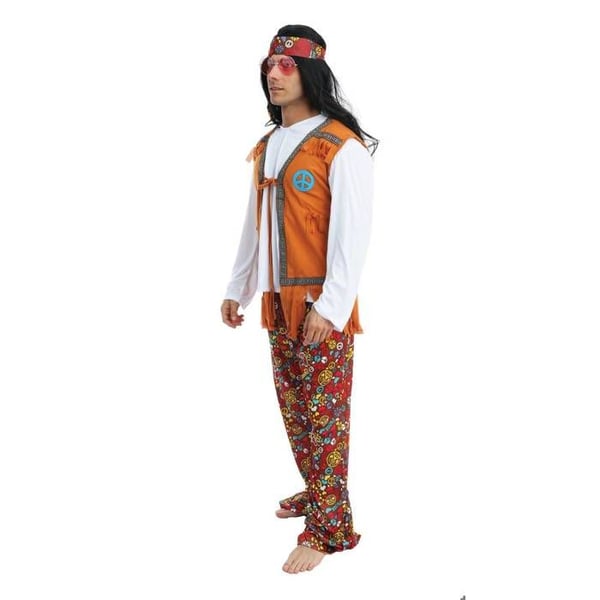 Kostym man - LITEN CLOWN - Hippie - Storlek S/M - Flerfärgad - Hela kostymen