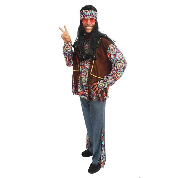 Vuxendräkt - LITEN CLOWN - Hippie - Storlek L/XL - 60-tals tema - Byxor+Top+Bandeau