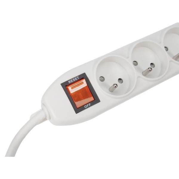 Perel 8-vägs multipelsockel 3500W 1,5 meter vit stift jordad