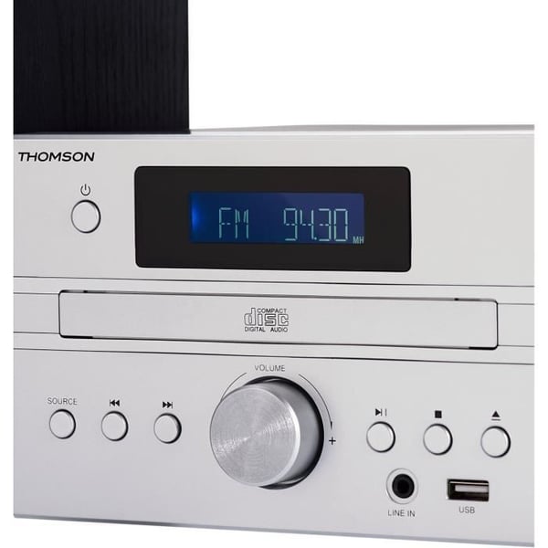 THOMSON MIC122BT mikrosystem - 50W Bluetooth MP3/CD/USB-spelare - 30 stationer - Bass Boost-teknik - Grå