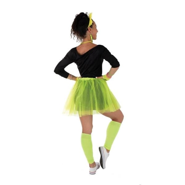Kvinnodräkt - LITEN CLOVN - 80-tal - Fluorescerande Gul Tutu - Komplett Set - Bekväm och Färgglad