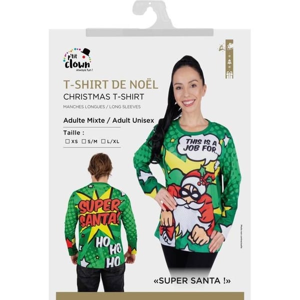 Jul T-shirt - PTIT CLOWN - Super Tomten - 100% bomull - Grön - Kort ärm