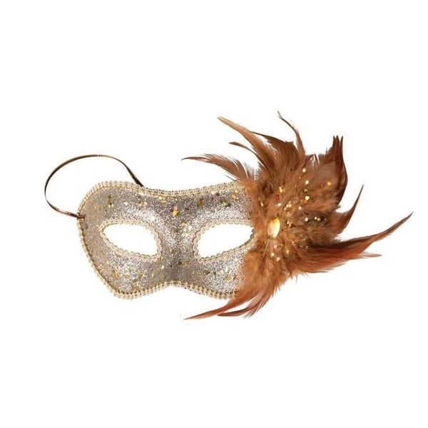 Ansiktsmask - LITEN CLOWN - Fjärräven - guld - Fjädrar - Vit