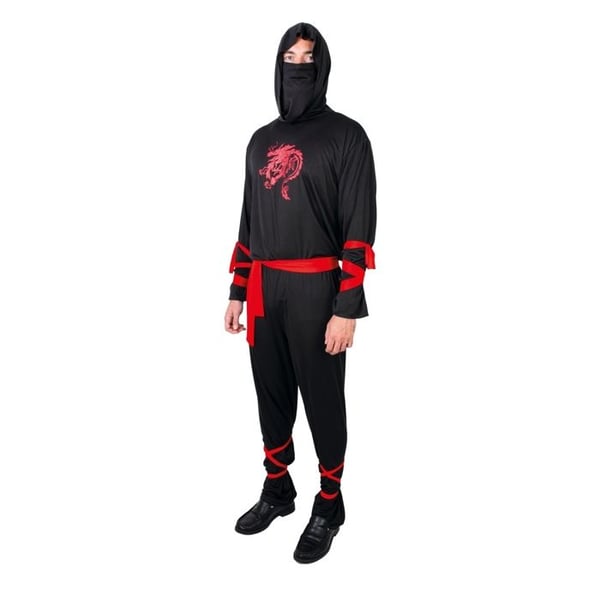Ninja kostym - PTIT CLOWN - PTIT CLOWN 23317 - svart och röd - L/XL - Karneval/Halloween/Cosplay