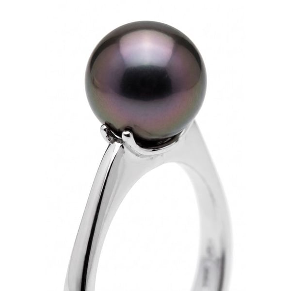Ring - Pärlor & Färger - Tahiti Kulturpärla 8-9 mm - Vitt Guld 375/1000 - Kvalitet A+ - Prestige Etui