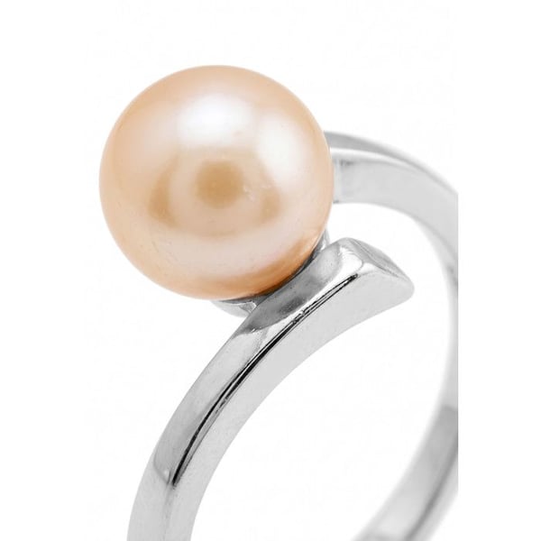 Ring - Pärlor & Färger - Äkta Odlad Pärla 8-9 mm - Naturlig Rosafärg - Vitt Guld 375/1000 - Kvinna