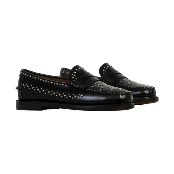 Sebago Docksides Derbie Cuir Dan Studs Kvinna - Svart